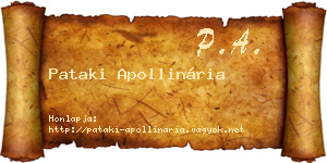 Pataki Apollinária névjegykártya